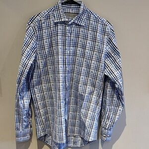 Etro Blue and White Plaid Men's Shirt
